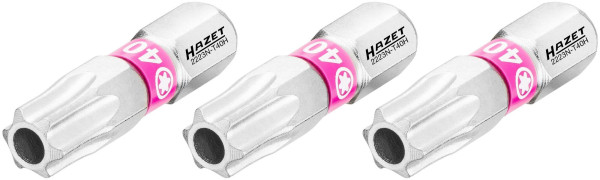 Embout Hazet, 6 pans plein 6,3 (1/4 pouce), profil TORX® inviolable, T40H, nombre d'outils : 3, 2223N-T40H/3