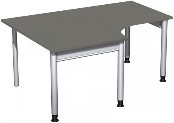 Bureau PC geramöbel gauche, réglable en hauteur, 1600x1200x680-820, graphite/argent, N-657320-GS