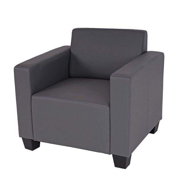 Fauteuil Mendler lounge chair Lyon, simili cuir, gris foncé, 75179
