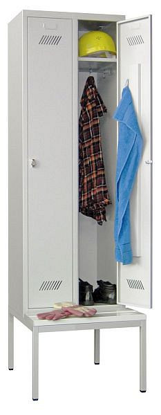 Armoire Pavoy avec banquette 2150/500/600, 2 compartiments, fermeture par rotation, largeur de compartiment 300, bandes PVC, 60212-213-032-910204
