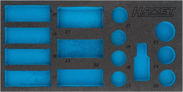 Insert en mousse souple à 2 composants Hazet, pour 163-463/15 Dimensions / longueur : 342 mm x 172 mm Taille du système d'organisation : 1/3 (342 x 172 mm), 163-463L