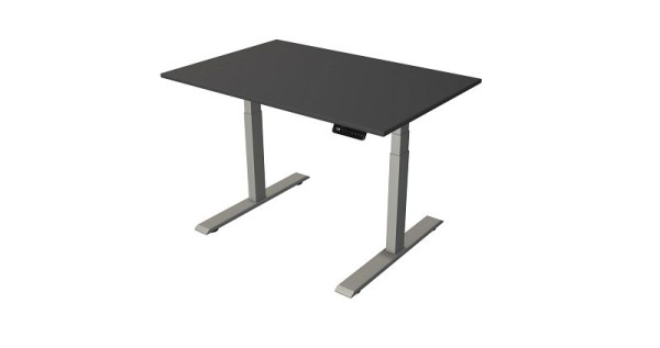 Kerkmann table debout/assise L 1200 x P 800 mm, argent, réglable en hauteur électriquement de 630 à 1270 mm, anthracite/argent, 10276113
