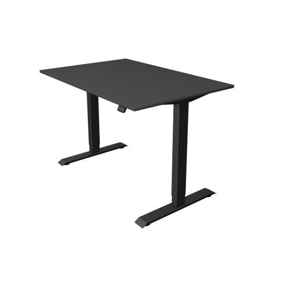 Table assis/debout Kerkmann L 1200 x P 800 mm, réglable en hauteur électriquement de 740 à 1230 mm, anthracite, 10181113