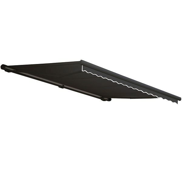 Store à cassette électrique Mendler T122, cantonnière cassette complète 4x3m, polyester anthracite, anthracite, 58265+58310+62473