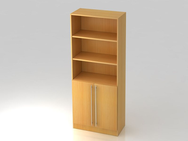 Armoire Hammerbacher 5OH, 2 portes sous le panneau de plinthe, poignée de garde-corps en hêtre/hêtre, 80x42x200,4 cm (LxPxH), V7700/6/6/RE