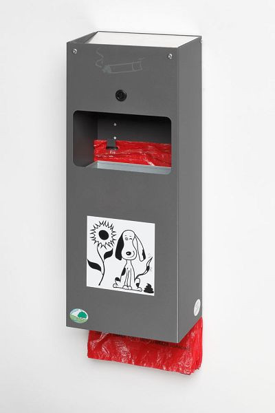 Distributeur de sacs à déchets canins VAR avec cendrier DS 4, gris métallisé, 21194