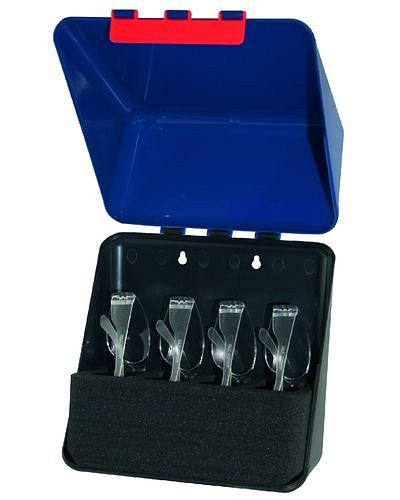 Boîte midi DENIOS pour ranger 4 lunettes, bleu, 123-604