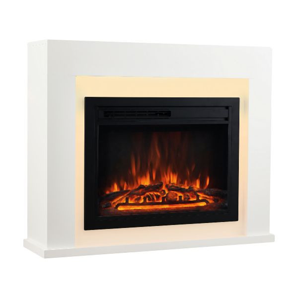 Cheminée électrique KAMINIO MATTI blanc, avec chauffage, E01-M01-W