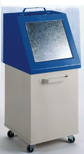 Poubelle de recyclage KLW, 955 x 420 x 420 mm, en tôle d'acier, mobile, avec couvercle, 16 / WB080-F