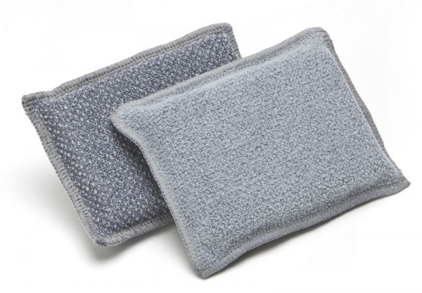 Tampon à récurer microfibre De Witte DUO gris 13 x 9 cm, PU: sachet de 10 pièces, 615.900.590
