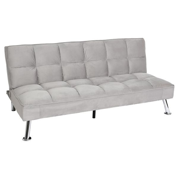 Mendler Sofa HWC-K21, canapé-lit pliant, fonction de couchage à suspension nosag surface de couchage 187x107cm, velours, gris, 89558