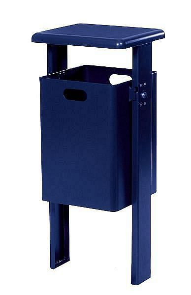 Conteneur à déchets rectangulaire Renner 40 L, avec couvercle arrondi (t=3 mm), galvanisé à chaud et support, couvercle, revêtement par poudre, bleu cobalt, 7083-40PB 5013