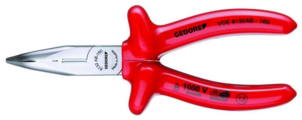 Pince à bec effilé GEDORE VDE avec isolation par trempage, coudée, 160 mm, 6721730