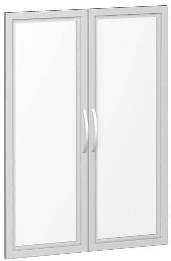 geramöbel set de portes en verre satiné dans un cadre en bois, pour une largeur de corps de 800 mm, y compris amortisseur de porte, non verrouillable, 3 hauteurs de dossier, argent, S-383901-GT