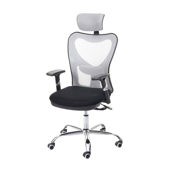Chaise de bureau Mendler HWC-F13, chaise de bureau chaise pivotante, fonction coulissante capacité de charge 150 kg tissu/textile, noir/gris, 69219