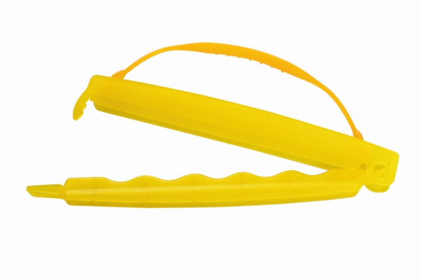 Clip de fermeture Schneider 250 mm jaune avec poignée, en polyéthylène, 4 clips, 391902