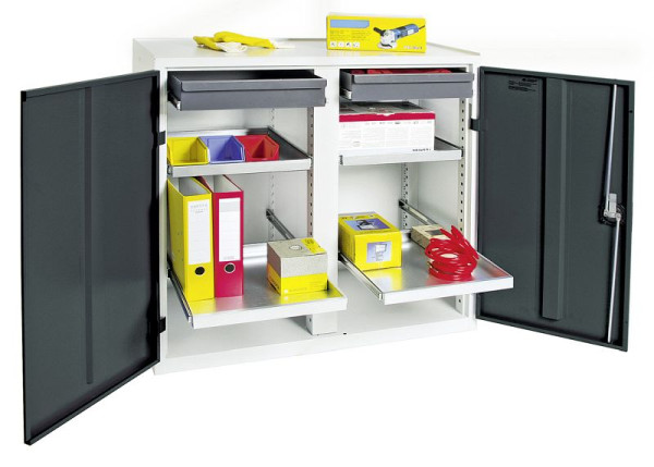 armoire à outils et matériaux blunt TM 3000, RAL 7035/7016, 2 tiroirs, 4 plateaux, 3002271