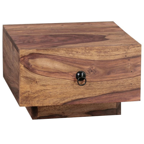 Wohnling Design table de chevet MUMBAI bois massif de Sheesham 40x40x25 cm avec tiroir, WL1.757