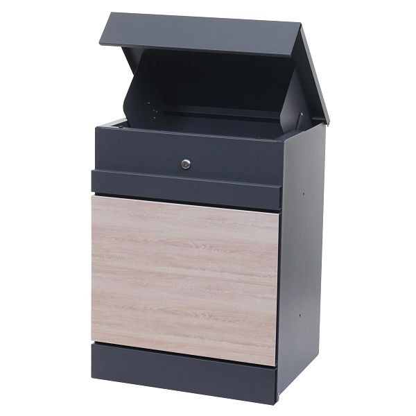 Mendler Paketkasten HWC-K41, Paketbox Paketfach Paketstation Boîte aux lettres, métal, aspect bois anthracite galvanisé, 92121