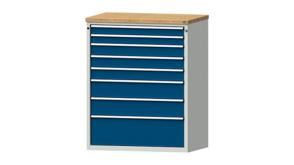 Armoire à tiroirs pour établis ANKE, modèle 4004 V, 1065 x 700 x 1320 mm, RAL 7035/5010, BMP 40 mm, 611.507