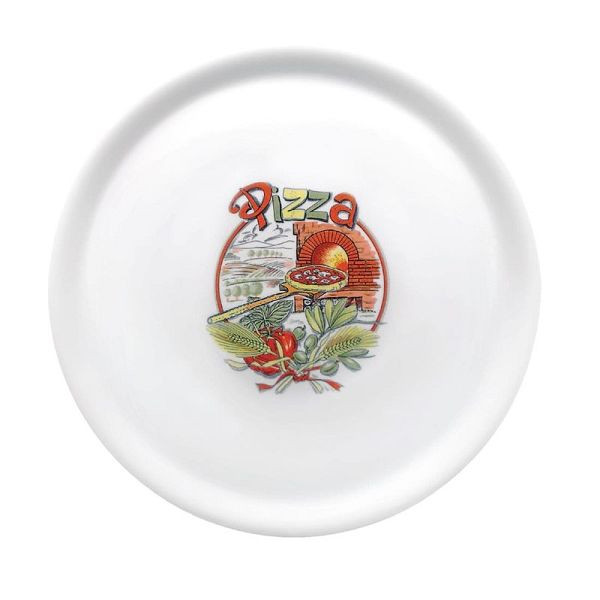 Assiette à pizza en porcelaine Saturnia 31cm avec décor "Pizza", DJ956