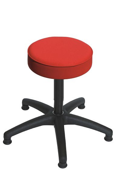 Tabouret Lotz, assise : similicuir, rouge feu, Ø 360 mm, épaisseur d'assise 90 mm, réglage de la hauteur d'assise : 460 - 660 mm, piètement en plastique, 3520.0-04