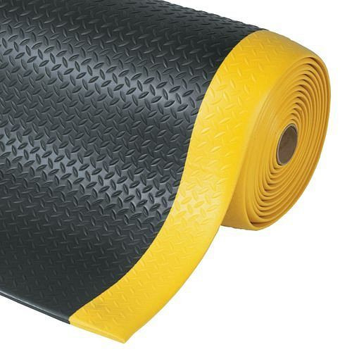 Caoutchouc anti-fatigue DENIOS DS 9.R, rouleau 0,9 x 18,3 m, noir / jaune, 137-057