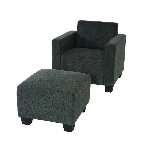 Mendler Modular Armchair Chaise longue avec pouf Lyon, tissu/textile, gris anthracite, 75609+75610
