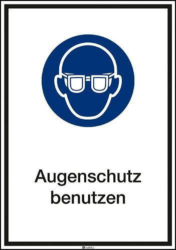 Panneau combiné DENIOS "Utiliser des lunettes de protection", ISO 7010, aluminium, 130 x 185 mm, paquet de 10, 267610