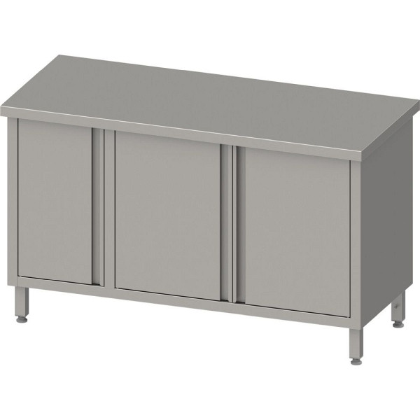 Armoire de travail Stalgast avec portes battantes 2000x700x850mm, avec armoire à portes battantes à gauche, sans dosseret, soudée, VAS20707L