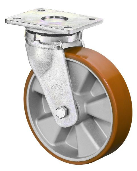 Roues BS Roulette robuste, largeur 50 mm, Ø200 mm, jusqu'à 800 kg, bande de roulement polyuréthane coulé 95 Shore A, corps de roue aluminium, roulements à billes, RR100.B90.200