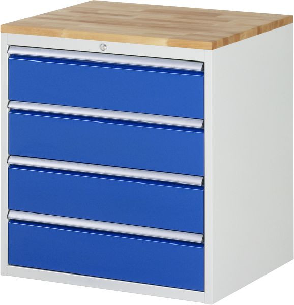 Armoire à tiroirs RAU série 7000, plan de travail en hêtre massif, 4 x tiroirs taille XL 4xH180 mm, 770x825x650 mm, 03-XL5.1A-B.11