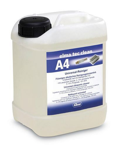 Nettoyant DENIOS elma tec clean A4 pour appareil à ultrasons U litre, alcalin, UE : 2,5 litres, 179-235