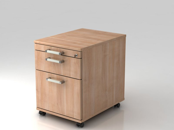Conteneur roulant Hammerbacher 58cm, 1 tiroir, 1HR, serrure poignée chromée noyer, 42,8x58x59 cm, 1/3/6 HE, VAC20/N/N/CE