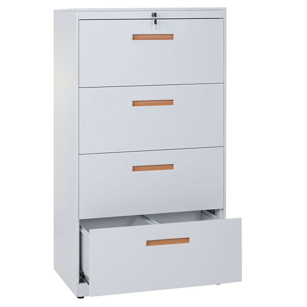 Mendler classeur suspendu HWC-A10, classeur armoire de bureau armoire en acier, A4 verrouillable, 132x76x46cm blanc, 59187+60042