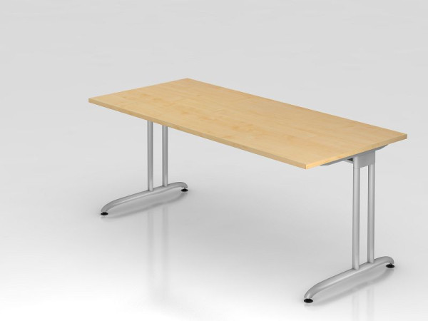 Bureau Hammerbacher pied C 180x80cm érable, chemin de câbles horizontal, hauteur de travail 72 cm, VBS19/3/S