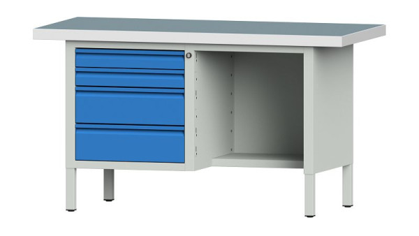 Établis ANKE Établi en caisson, modèle 334 E, 1500 x 700 x 850 mm, RAL 7035/5012, UBP 50 mm, 510.313