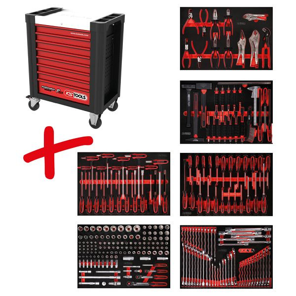 KS Tools PERFORMANCEplus set de dessertes d'atelier P10, avec 271 outils et 6 tiroirs, 810.6271