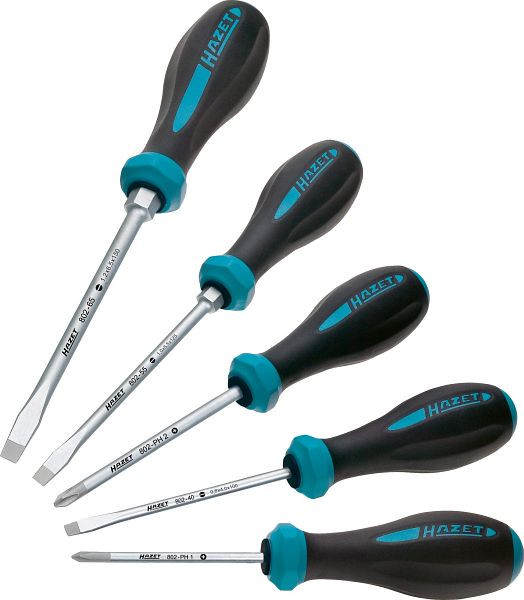Jeu de tournevis Hazet HEXAnamic®, profil fendu, profil cruciforme PH, 0,8 x 4 - 1,2 x 6,5, PH1 - PH2, nombre d'outils : 5, 802/5