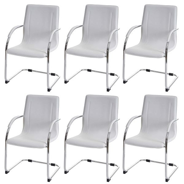 Ensemble de 6 chaises de salle à manger Mendler Samara, chaise de cuisine en porte-à-faux, fauteuil, acier, blanc, 3x46619