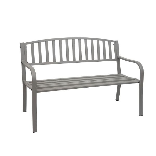 Banc de jardin Mendler HWC-F43, banquette de parc, 2 places en acier peint par poudrage, gris, 69697