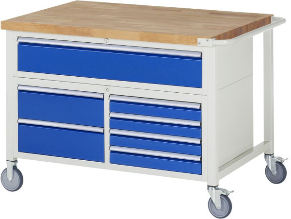 Etabli mobile RAU série 8000, conteneur triple fond (7x tiroir), 1250x920x900 mm, 05-8921A2-129B4S.11