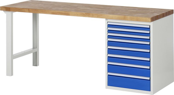 Etabli RAU série 7000 - modèle 7519-1, L2000 x P700 x H890 mm, base système L2000 x P650 x H850 mm, 03-7519A1-207B4M.11
