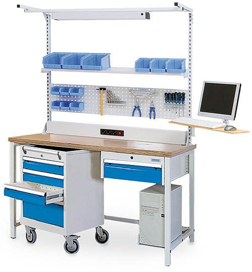 Table de travail et de travail Bedrunka+Hirth, 1x150 mm, tiroir à extension complète 100%, tiroirs avec hauteur frontale de 50 mm, capacité de charge de 70 kg, 03.14.520V
