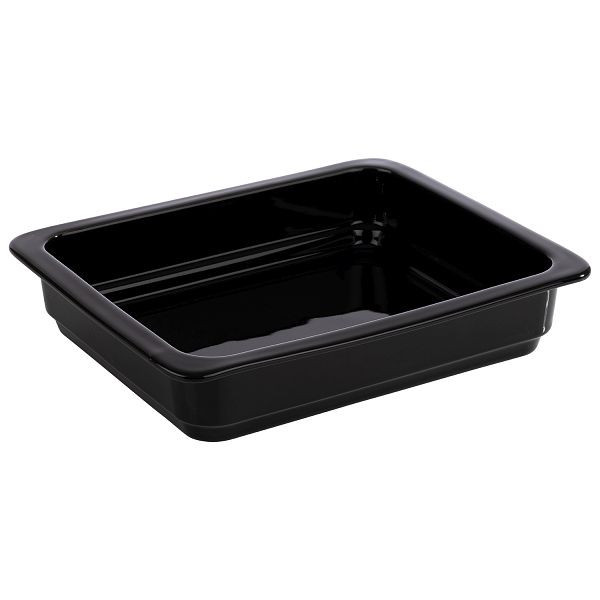 Récipient APS GN 1/2, 32,5 x 26,5 x 6 cm, porcelaine, noir, résistant à la chaleur jusqu'à 220°C, 3,4 litres, 82277