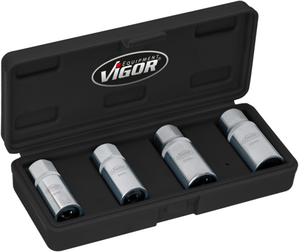 Jeu d'extracteurs de goujons VIGOR, carré 12,5 mm (1/2 pouce), V6412/4