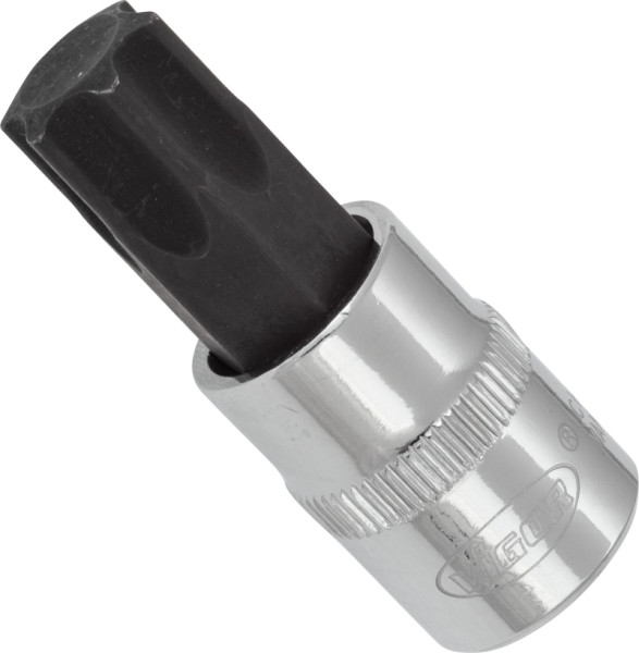 Embout de tournevis VIGOR TORX, carré creux 10 mm (3/8"), profil TORX interne, T60, longueur : 48 mm, pour fonctionnement manuel, V6082