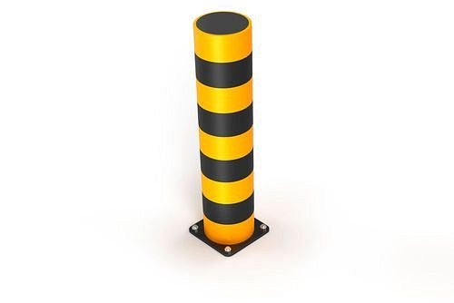 Borne de protection contre les chocs Ampere, avec anneaux extérieurs mobiles en plastique, hauteur 900 mm, jaune/noir, 304905