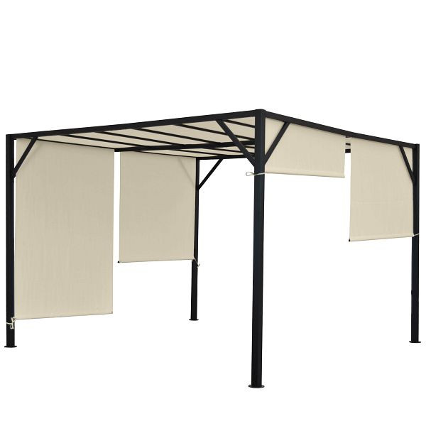 Mendler Pergola Baia, toit de terrasse de pavillon de jardin, cadre en acier stable de 6 cm + toit ouvrant, 3x3 m, 45545