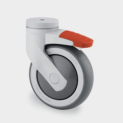 Roulette pivotante TENTE-ROLLEN avec frein, roue Ø 100 mm, capacité de charge 100 kg, hauteur totale 137 mm, avec trou de vis, 5377PJP100P30-11